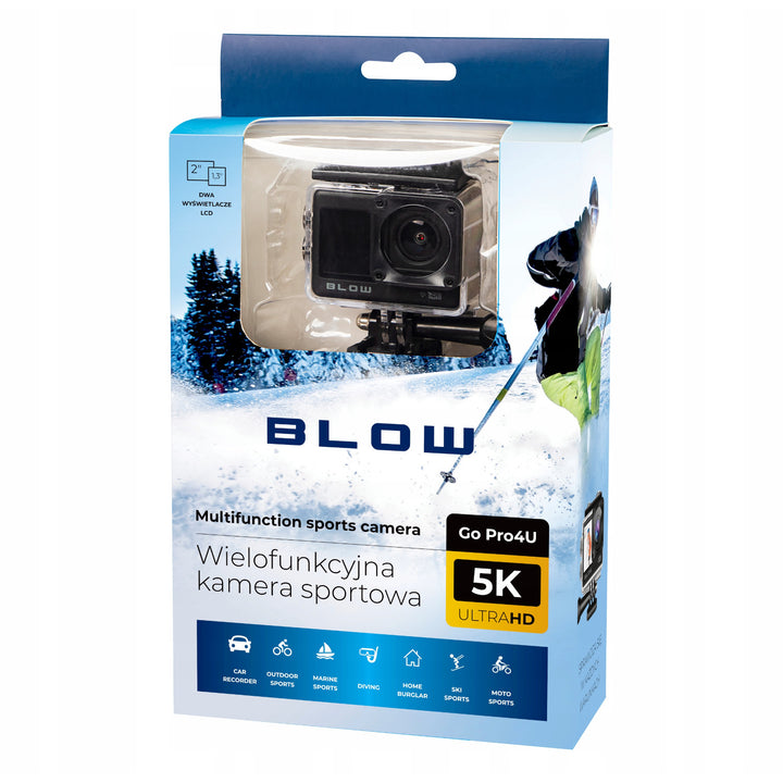 Caméra sportive Pro4U 5K Blow, qualité 5K Ultra HD, 20 mégapixels, objectif grand angle 160°, étanche, télécommande, 78-568#