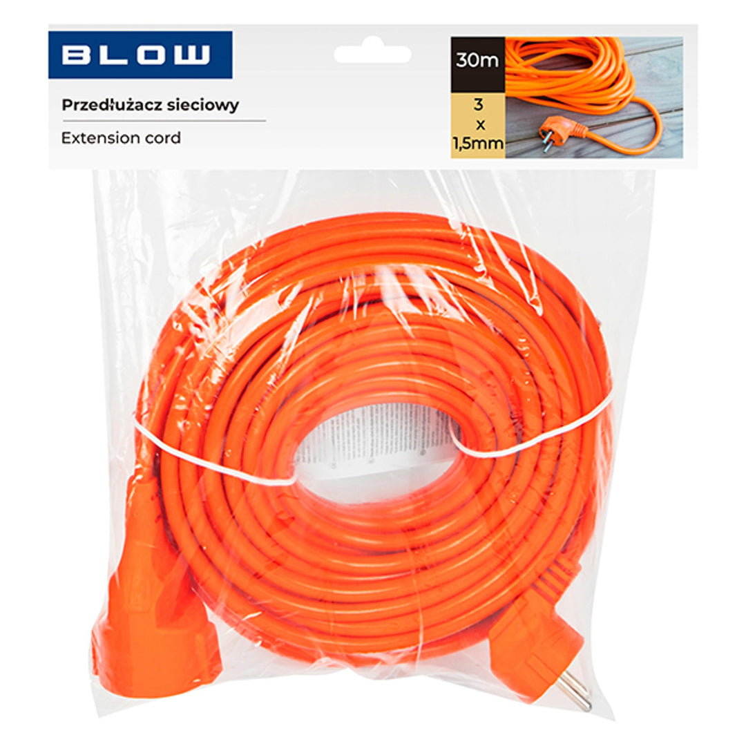 Rallonge électrique Blow, couleur orange, longueur 30 m, prise avec mise à la terre, PR-160