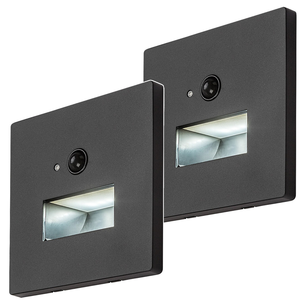 Lampe Lunca LED 1 W IP20 noire 3 000, 4 500, 6 500 K, détecteur de mouvement, détecteur de luminosité, 77197, 2 pièces