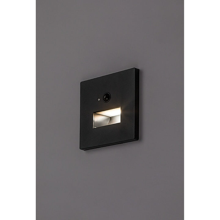 Lampe Lunca LED 1 W IP20 noire 3 000, 4 500, 6 500 K, détecteur de mouvement, détecteur de luminosité, 77197, lot de 4