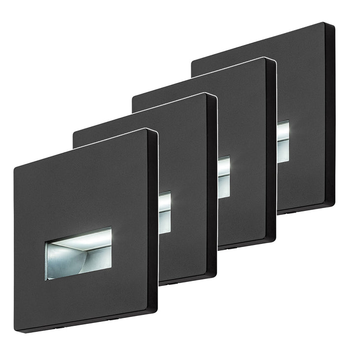 Lampe Lunca LED 1 W, IP20, noire, couleur de lumière réglable : 3 000, 4 500, 6 500 K, 77195, lot de 4