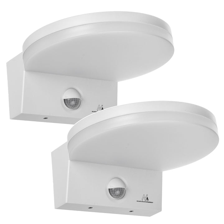 Lampe LED avec détecteur de mouvement Maclean, détecteur de mouvement PIR, couleur blanche, 15 W, IP65, 1 560 lm, lumière blanche neutre (4 000 K) MCE344 W, lot de 2