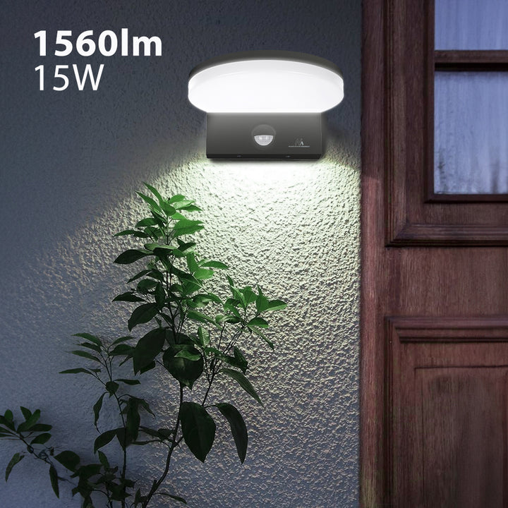 Lampe LED avec détecteur de mouvement Maclean, détecteur de mouvement PIR, couleur noire, 15 W, IP65, 1 560 lm, blanc neutre (4 000 K) MCE344 B, lot de 2