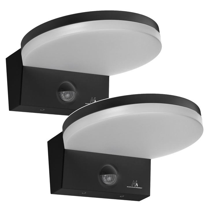 Lampe LED avec détecteur de mouvement Maclean, détecteur de mouvement PIR, couleur noire, 15 W, IP65, 1 560 lm, blanc neutre (4 000 K) MCE344 B, lot de 2