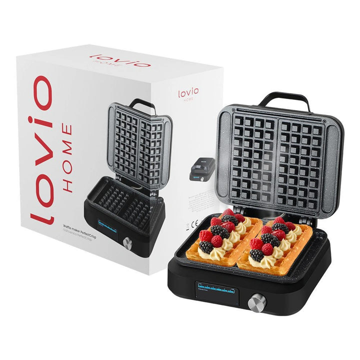 Gaufrier LOVIO PerfectCrisp, 2 grandes gaufres, 1 500 W, 6 niveaux de cuisson, LVWF002BK
