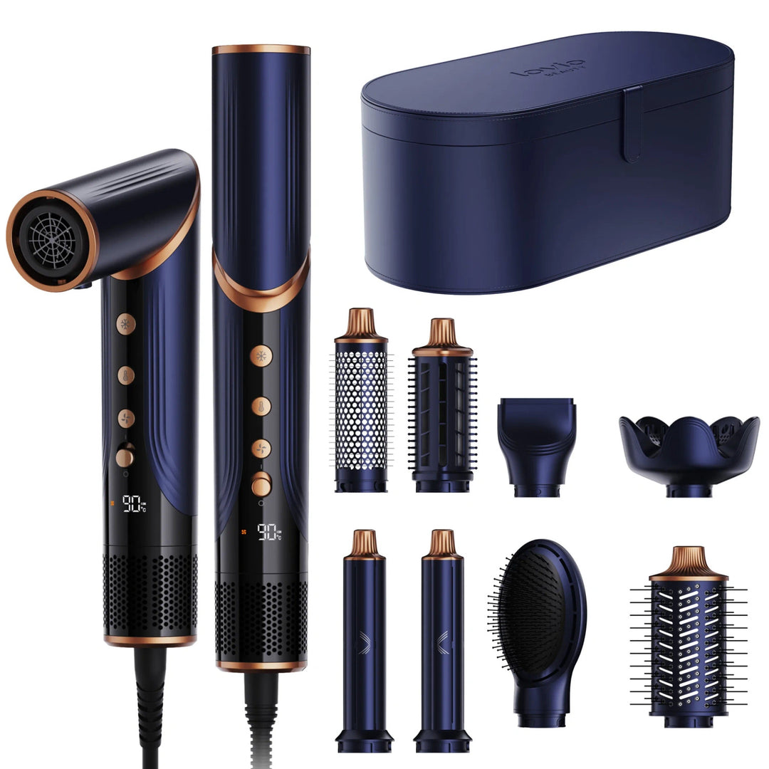 Sèche-cheveux et fer à boucler 8-en-1 avec ionisation LOVIO AirStyle LVHS001BL