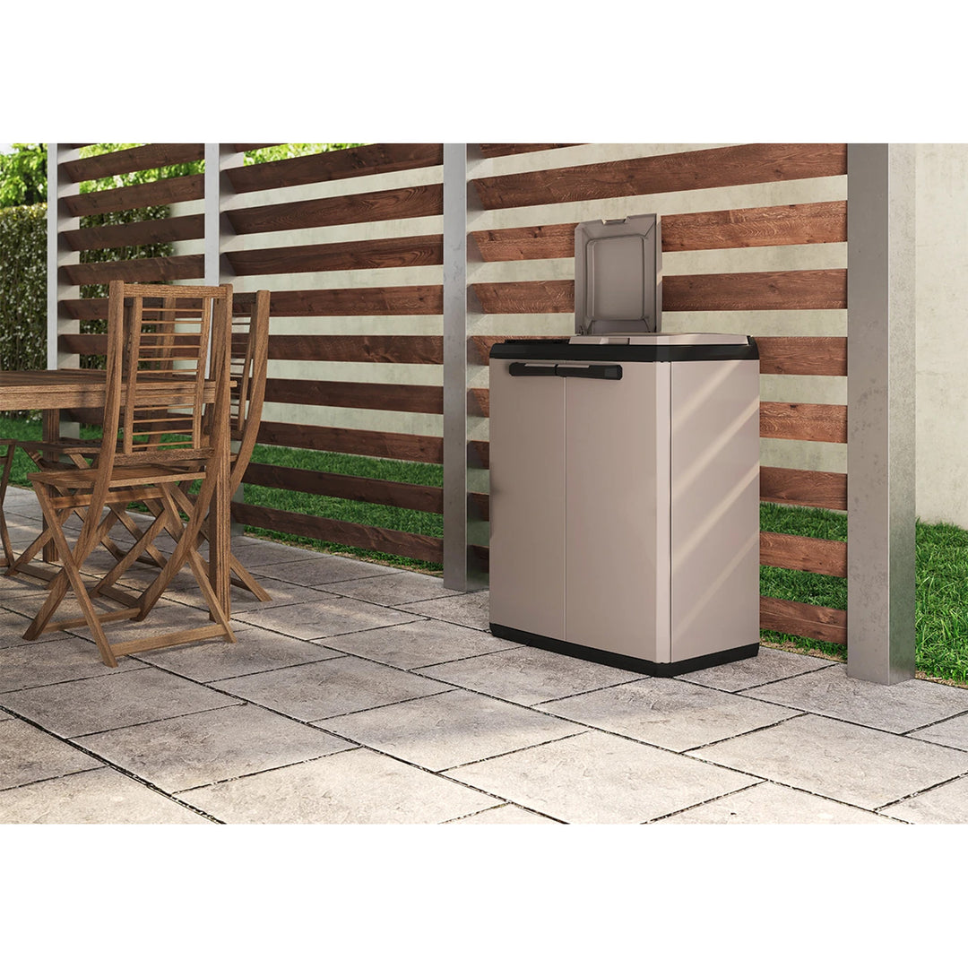 Armoire de tri sélectif Keter, capacité 2 × 110 L, couvercle à ouverture manuelle, utilisable à l'extérieur, 241065
