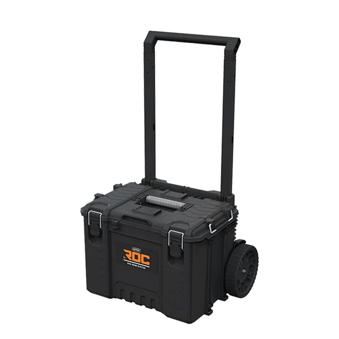 Lot de 3 coffres à outils Keter ROC Pro Gear 2.0, capacité totale de 110 L, indice de protection IP65, poignée télescopique amovible, possibilité de verrouillage par cadenas, 256982