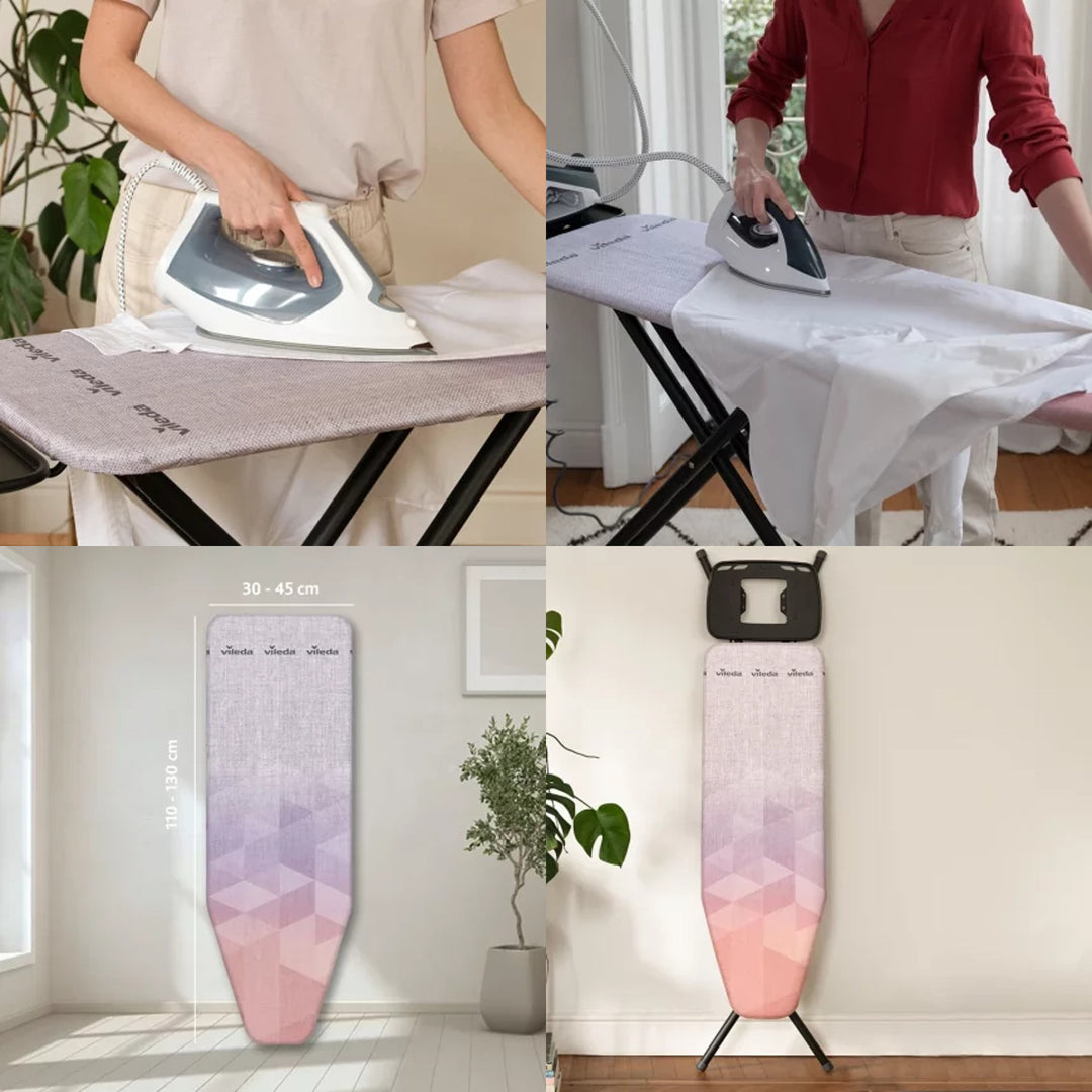 Housse pour table à repasser Vileda Diamond, longueur 110-130 cm, résistante aux hautes températures, système Quick Fix, 142468