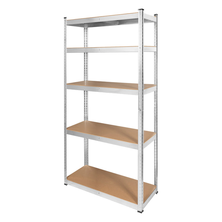 Rayonnage métallique de stockage, 5 tablettes, charge maximale de 750 kg, 180 x 90 x 40, couleur argentée, modèle Rebel