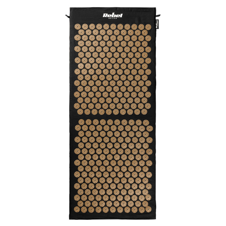 Tapis de bien-être à picots pour l'acupression avec coussin, 110 x 42 cm, XL, picots dorés, Rebel Active