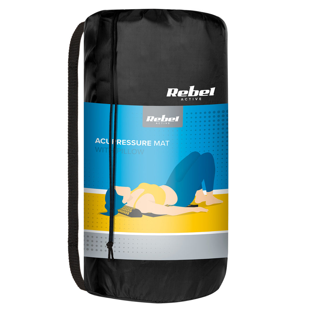 Tapis de bien-être à picots pour l'acupression avec coussin, 110 x 42 cm, XL, picots dorés, Rebel Active