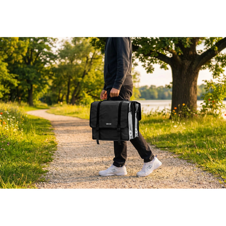 Sacoche de vélo double en PVC pour porte-bagages, avec poignée, noire, 40 L, VA0446, Vayox