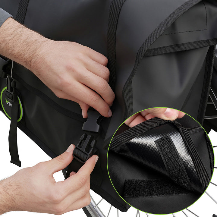 Sacoche de vélo double en PVC pour porte-bagages, avec poignée, noire, 40 L, VA0446, Vayox