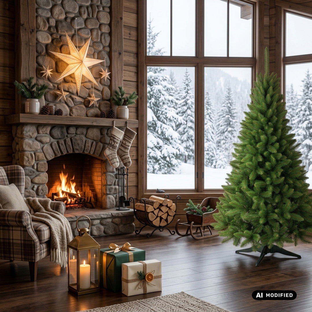 Sapin de Noël en épicéa sur pied Premium, 180 cm, dense et réaliste, Damich