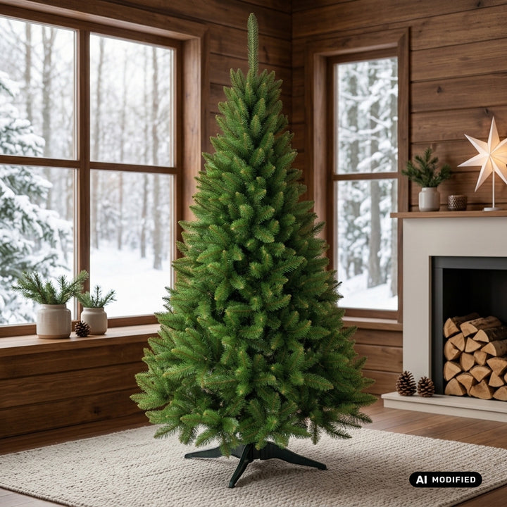 Sapin de Noël en épicéa sur pied Premium, 180 cm, dense et réaliste, Damich