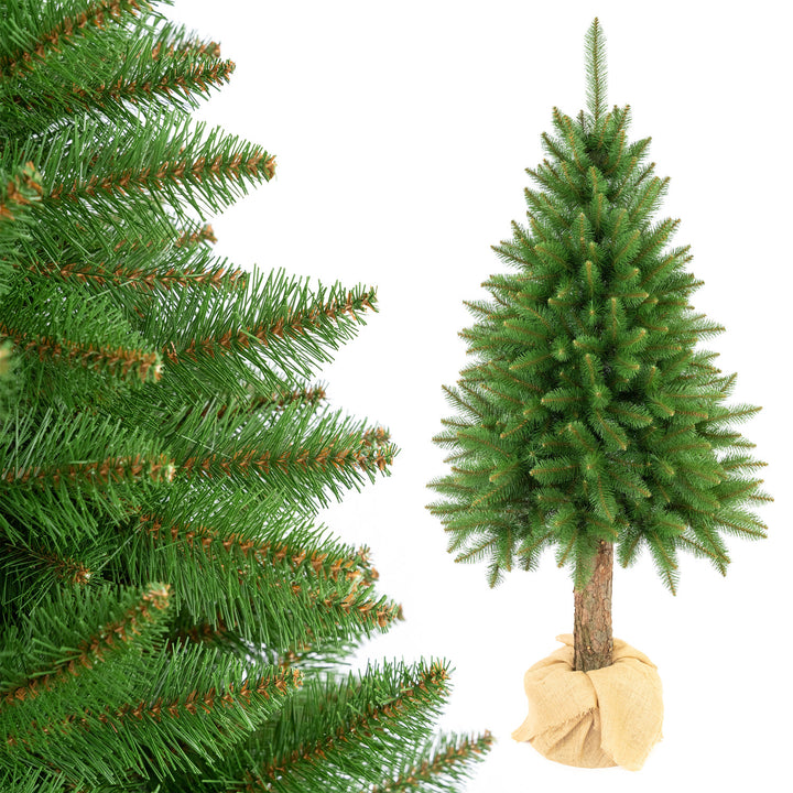 Sapin de Noël en épicéa sur tronc, modèle Premium, 220 cm, feuillage dense et réaliste, Damich