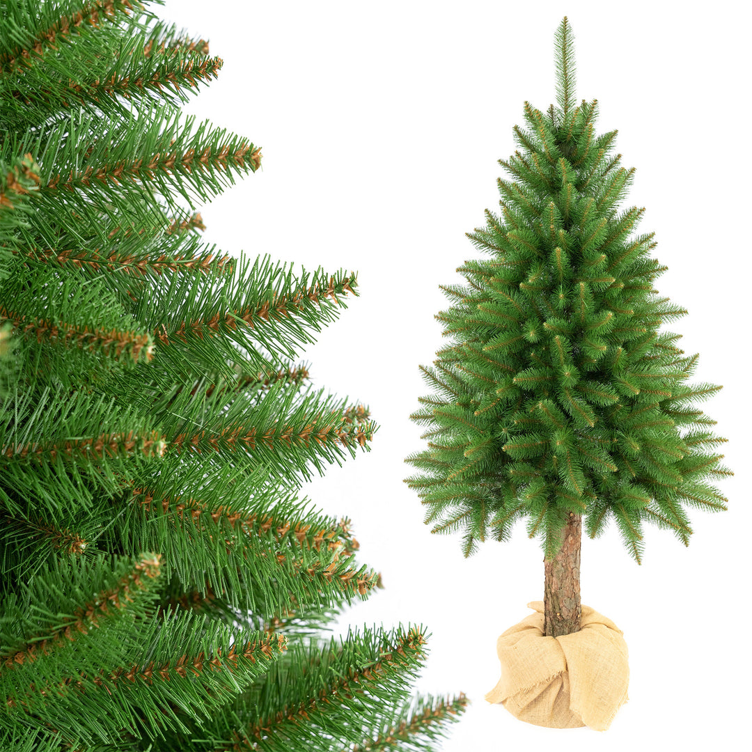 Sapin de Noël en épicéa sur tronc, modèle Premium, 160 cm, feuillage dense et réaliste, Damich
