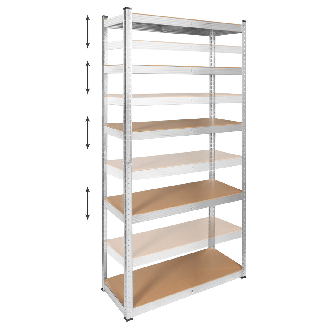 Rayonnage métallique de stockage, 5 tablettes, charge maximale de 750 kg, 180 x 90 x 40, couleur argent « Rebel », 2 pièces