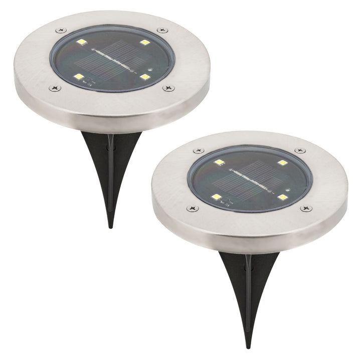 Lampe solaire de jardin Rabalux Dannet, IP44, couleur chrome satiné, 7975, 2 pièces