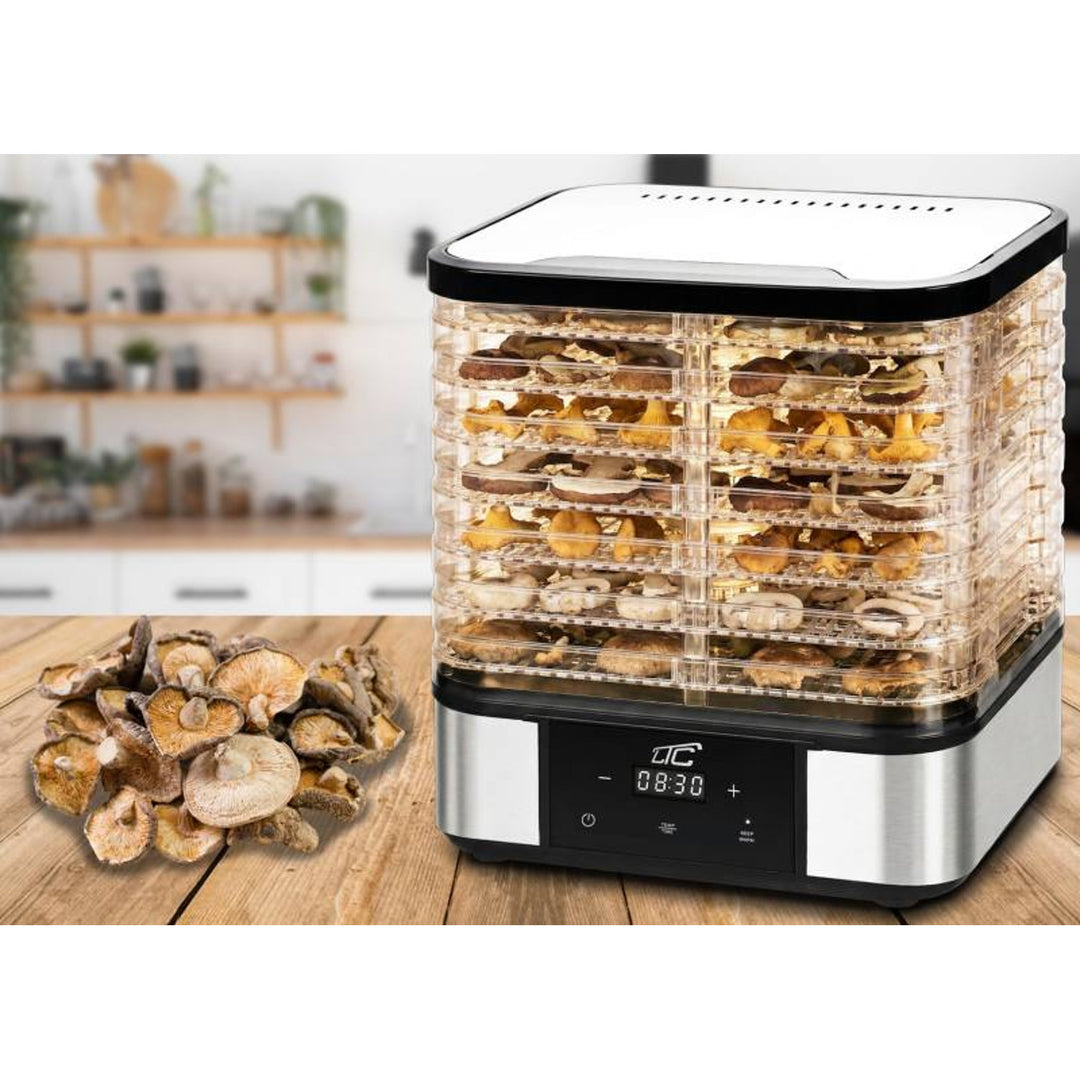 Séchoir à champignons, légumes, fruits et viande LTC, en métal, 7 plateaux, avec écran, panneau tactile, puissance de 380 W, fonction de maintien de la température, LXSR004