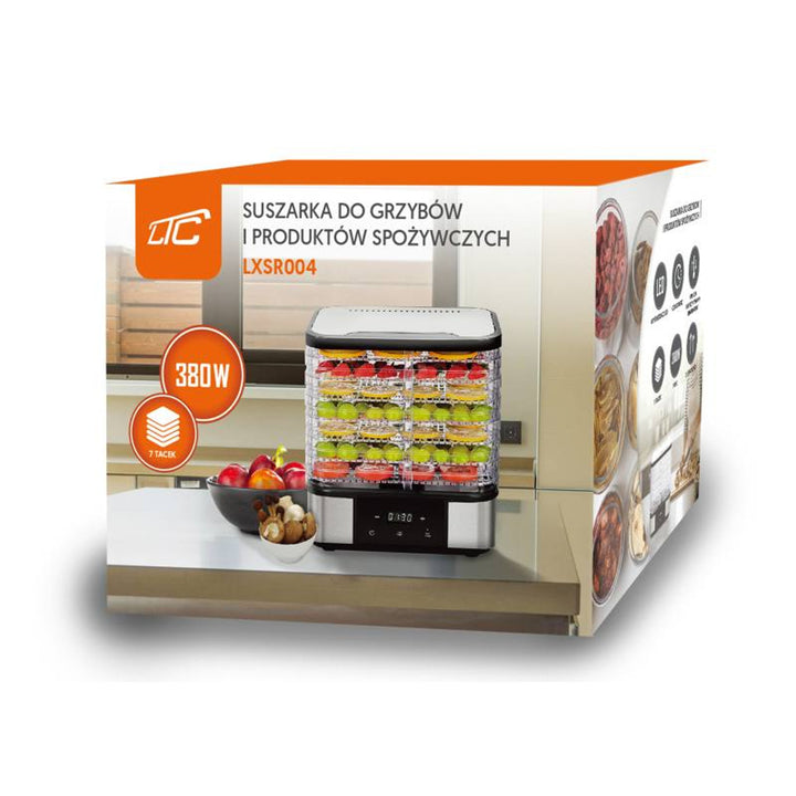 Séchoir à champignons, légumes, fruits et viande LTC, en métal, 7 plateaux, avec écran, panneau tactile, puissance de 380 W, fonction de maintien de la température, LXSR004