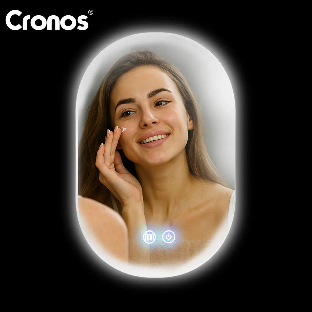 Miroir chauffant Cronos, ovale 50 x 80 cm, éclairage LED à trois couleurs, indice de protection IP44, système anti-buée