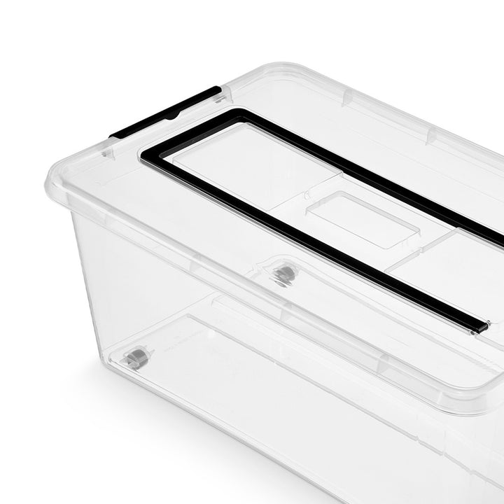Bac Moxom SimpleStore, capacité 40 L, transparent, couvercle à clips, équipé de roulettes, sans BPA, 04-0076