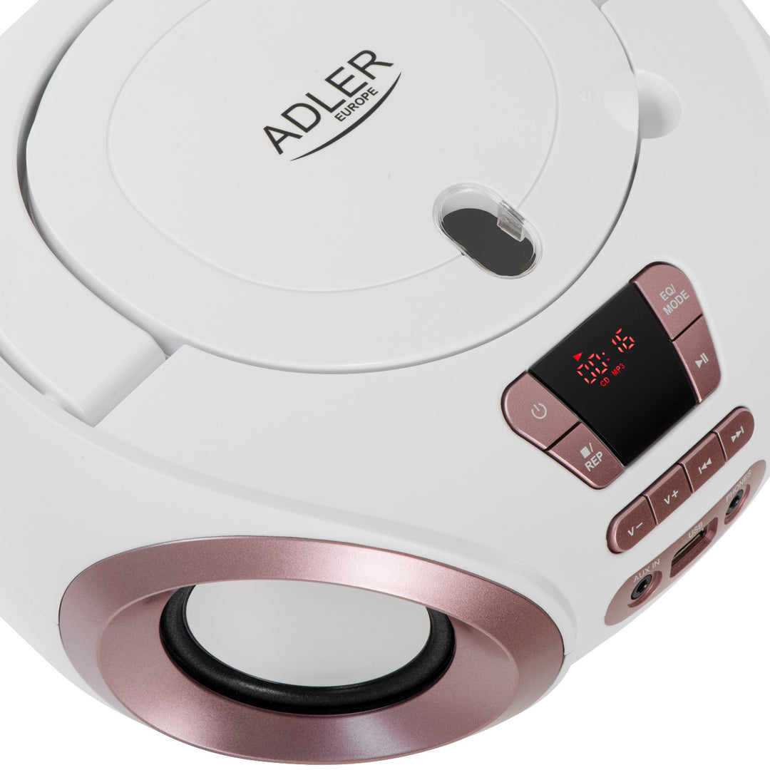 Radio Boombox CD-MP3, USB, radio FM, AUX, prise casque, Adler, AD 1181