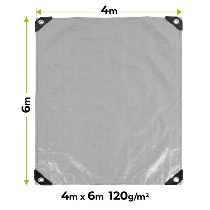 Bâche argentée 120 g, 4 x 6 m, VA0476, imperméable, Vayox