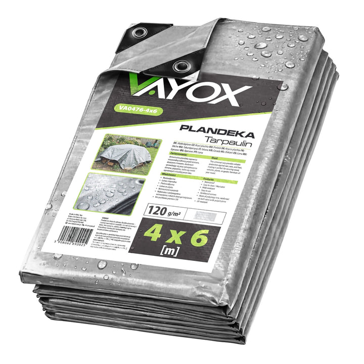 Bâche argentée 120 g, 4 x 6 m, VA0476, imperméable, Vayox