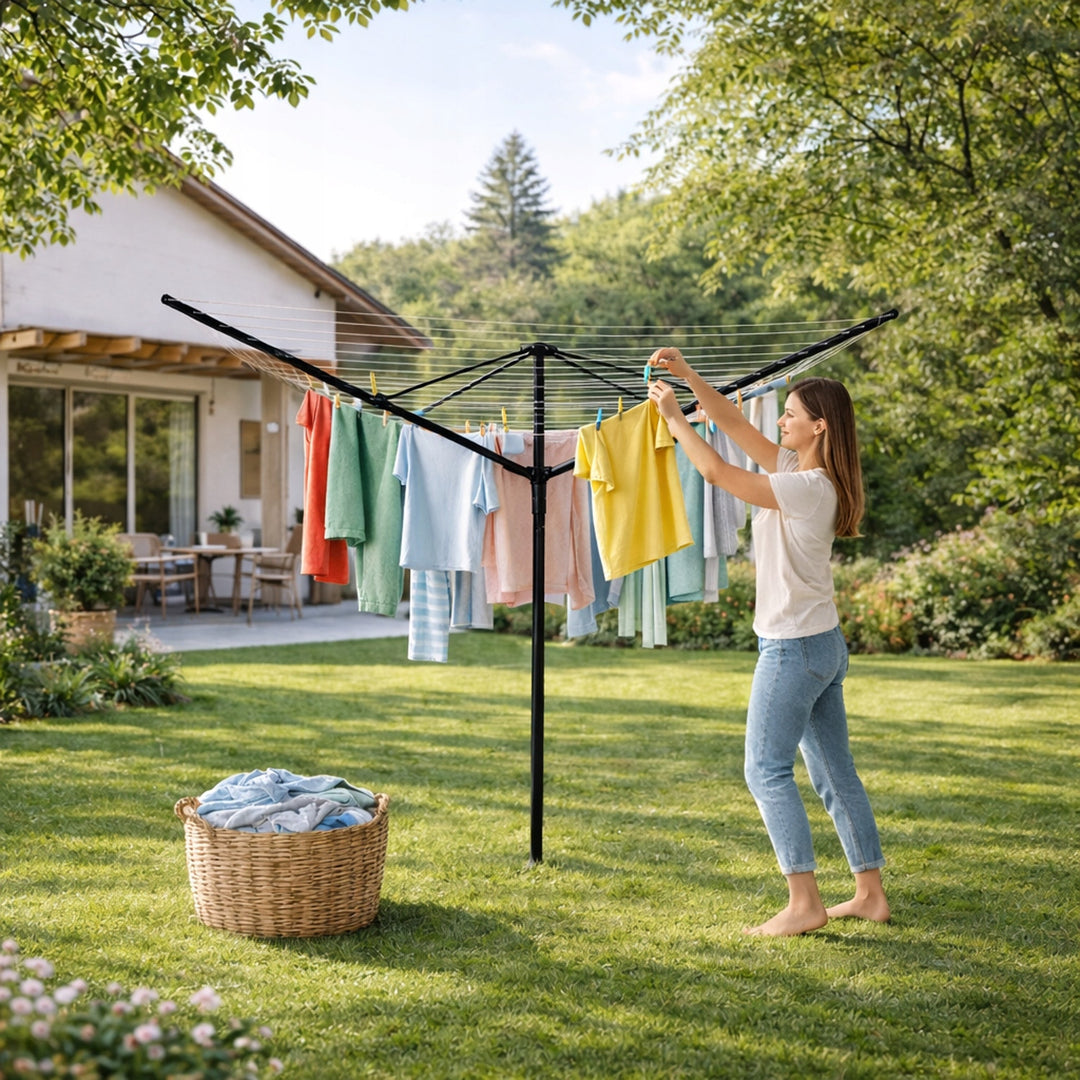 Séchoir à linge de jardin, rotatif, 50 m, 4 bras, Sepio