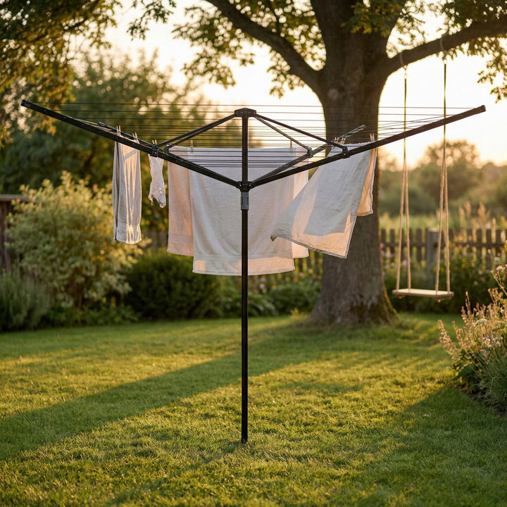 Séchoir à linge de jardin, rotatif, 50 m, 4 bras, Sepio