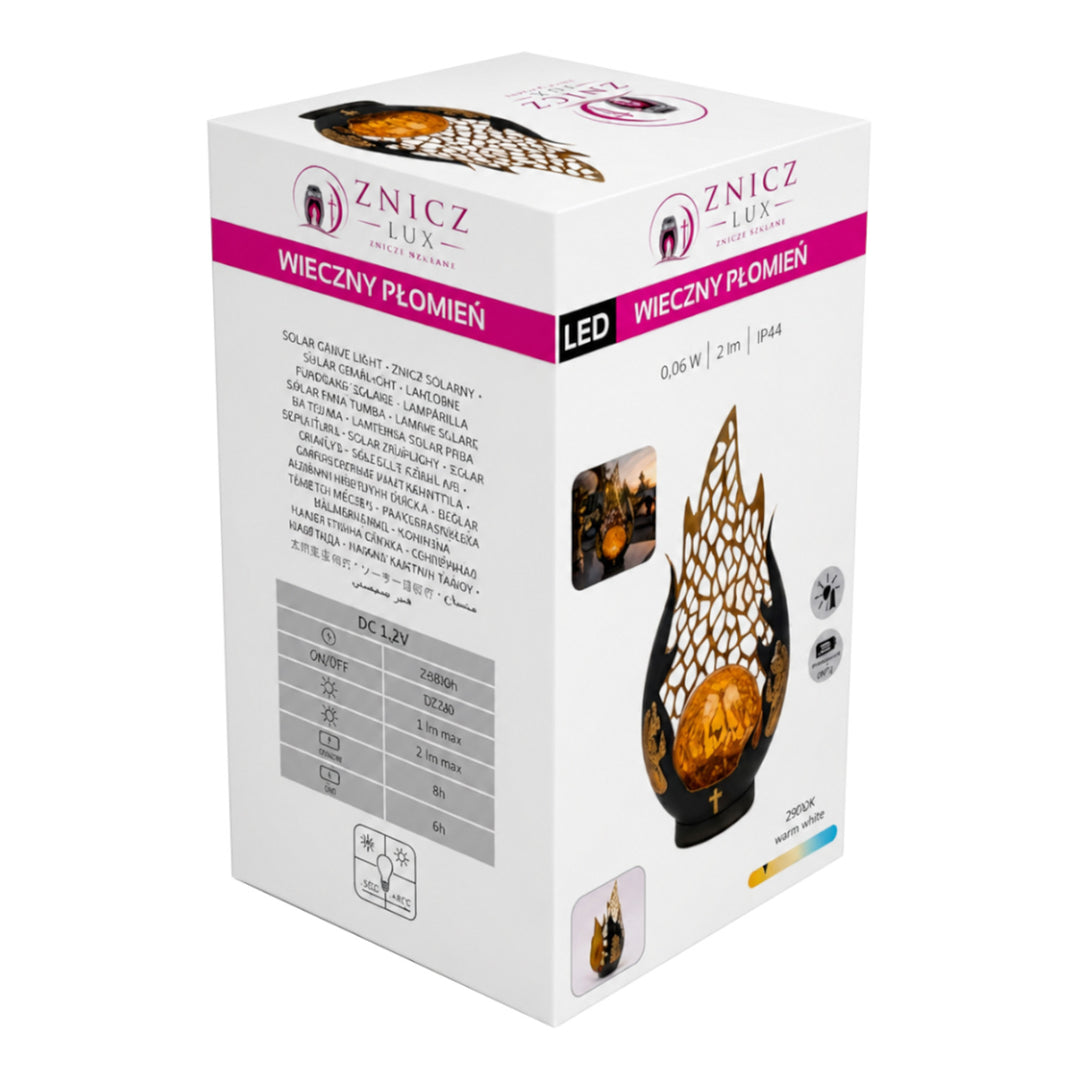 Bougie solaire, Flamme éternelle, LED 0,06 W, autonomie de 20 000 h, luminosité maximale de 2 lm, 77208, Znicz-lux