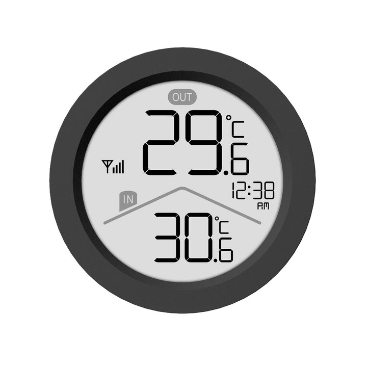 Station météo sans fil GreenBlue, température intérieure/extérieure, horloge, choix entre °C et °F, portée jusqu'à 60 m, noire, GB162 B + 4 piles alcalines AAA Varta Industrial