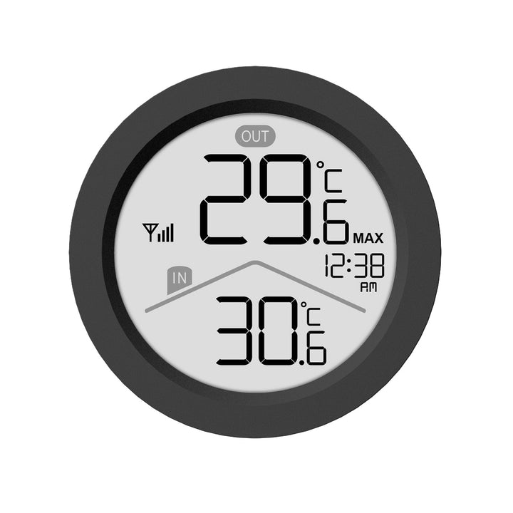 Station météo sans fil GreenBlue, température intérieure/extérieure, horloge, choix entre °C et °F, portée jusqu'à 60 m, noire, GB162 B + 4 piles alcalines AAA Varta Industrial