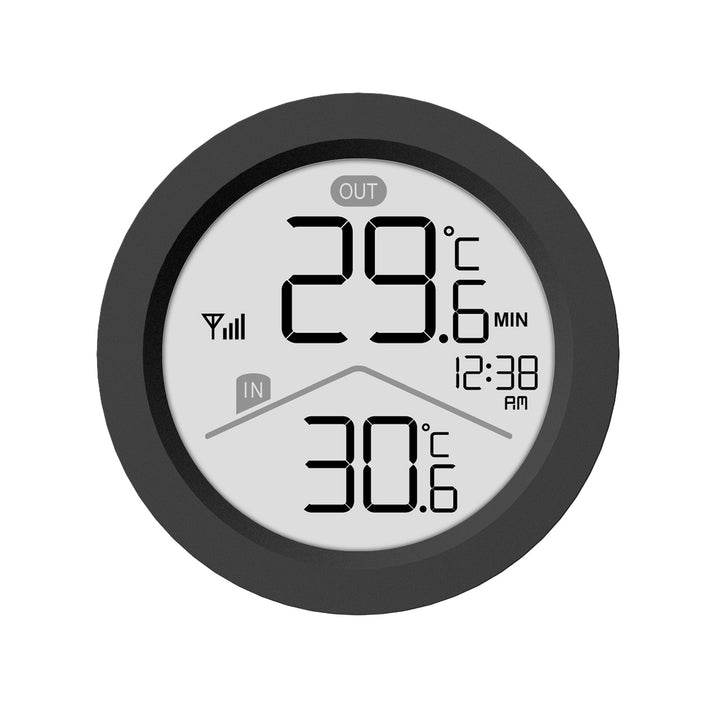 Station météo sans fil GreenBlue, température intérieure/extérieure, horloge, choix entre °C et °F, portée jusqu'à 60 m, noire, GB162 B + 4 piles alcalines AAA Varta Industrial