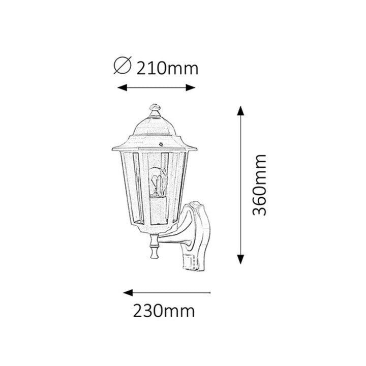 Applique murale Rabalux, d'extérieur, détecteur de mouvement, IP43, E27, 60 W max., noire, Velence, lot de 2