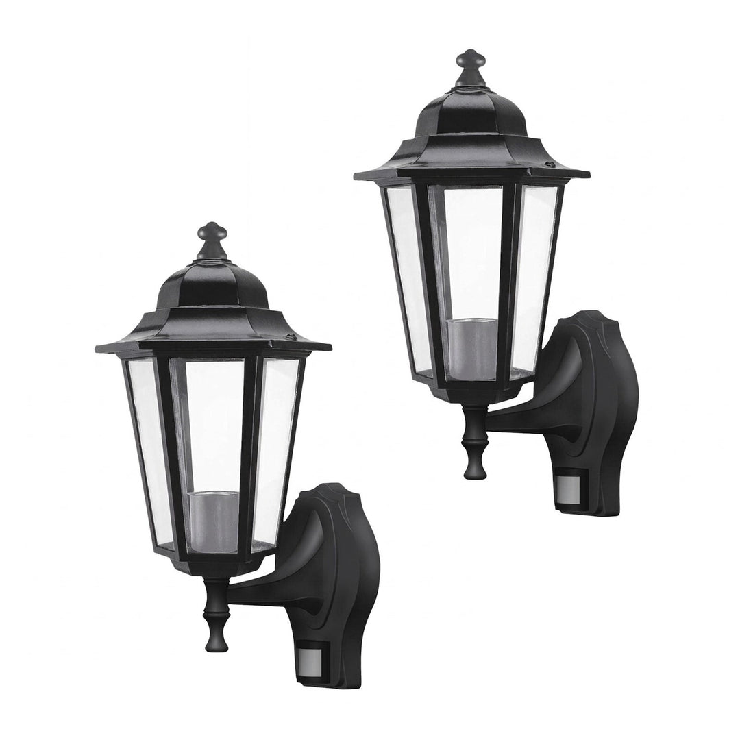 Applique murale Rabalux, d'extérieur, détecteur de mouvement, IP43, E27, 60 W max., noire, Velence, lot de 2