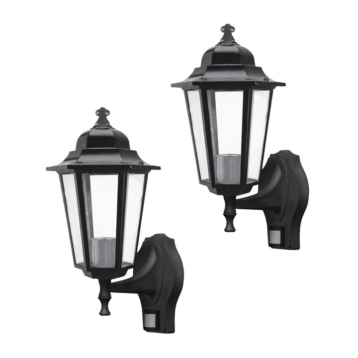 Applique murale Rabalux, d'extérieur, détecteur de mouvement, IP43, E27, 60 W max., noire, Velence, lot de 2