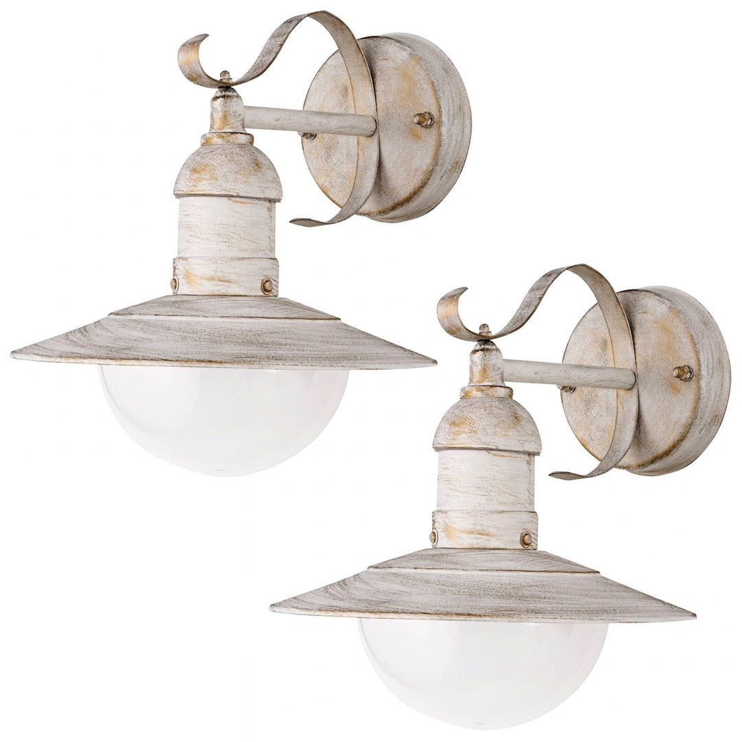 Applique murale Rabalux, d'extérieur, IP44, E27, 60 W max., blanc antique, Oslo, 2 pièces