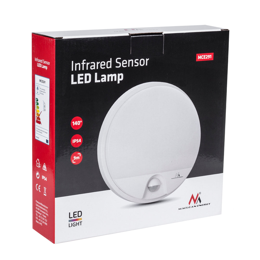 Lampe LED avec détecteur de mouvement Maclean, détecteur PIR, couleur blanche, 15 W, IP54, 1 100 lm, lumière neutre, MCE291 W, lot de 2
