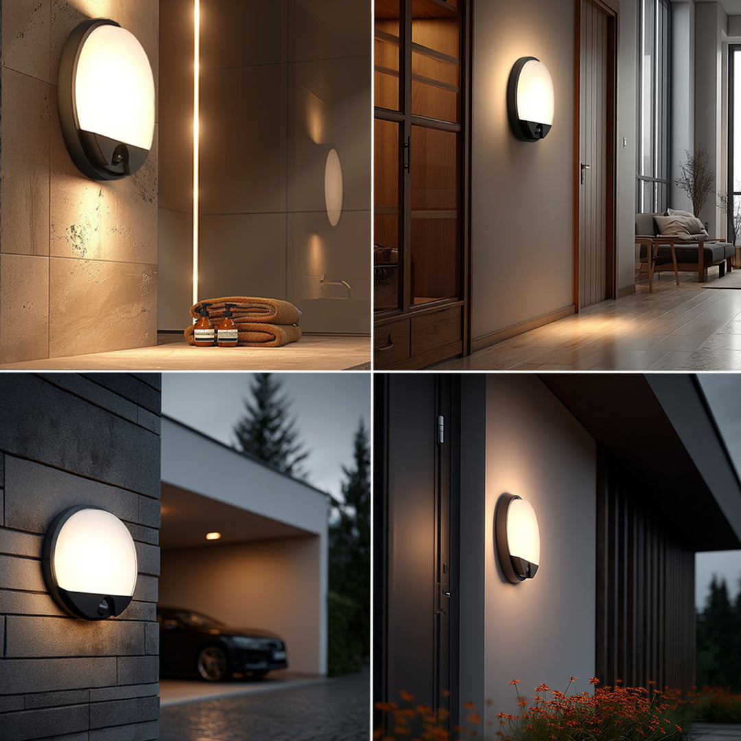 Lampe LED avec détecteur de mouvement Maclean, capteur PIR, couleur grise, 15 W, IP54, 1 100 lm, lumière neutre, MCE291 W, lot de 2
