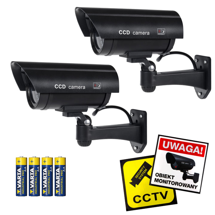Fausse caméra avec LED clignotante IR1100 B IR d'extérieur, noire, 2 pièces + 4 piles AA Varta Industrial