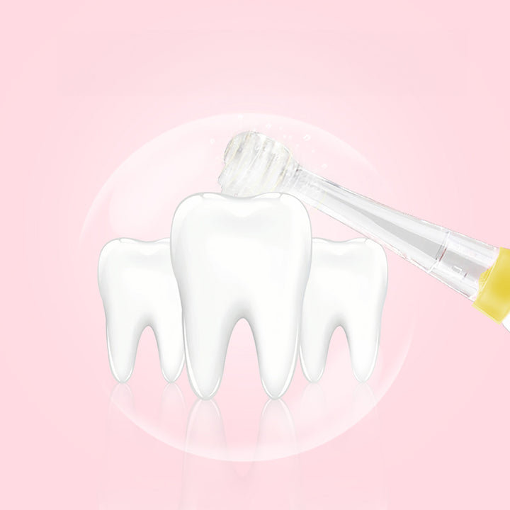 Brosse à dents sonique pour enfants SEAGO, couleur jaune, 4 embouts, SG-902 Yellow + pile alcaline AAA Varta Industrial