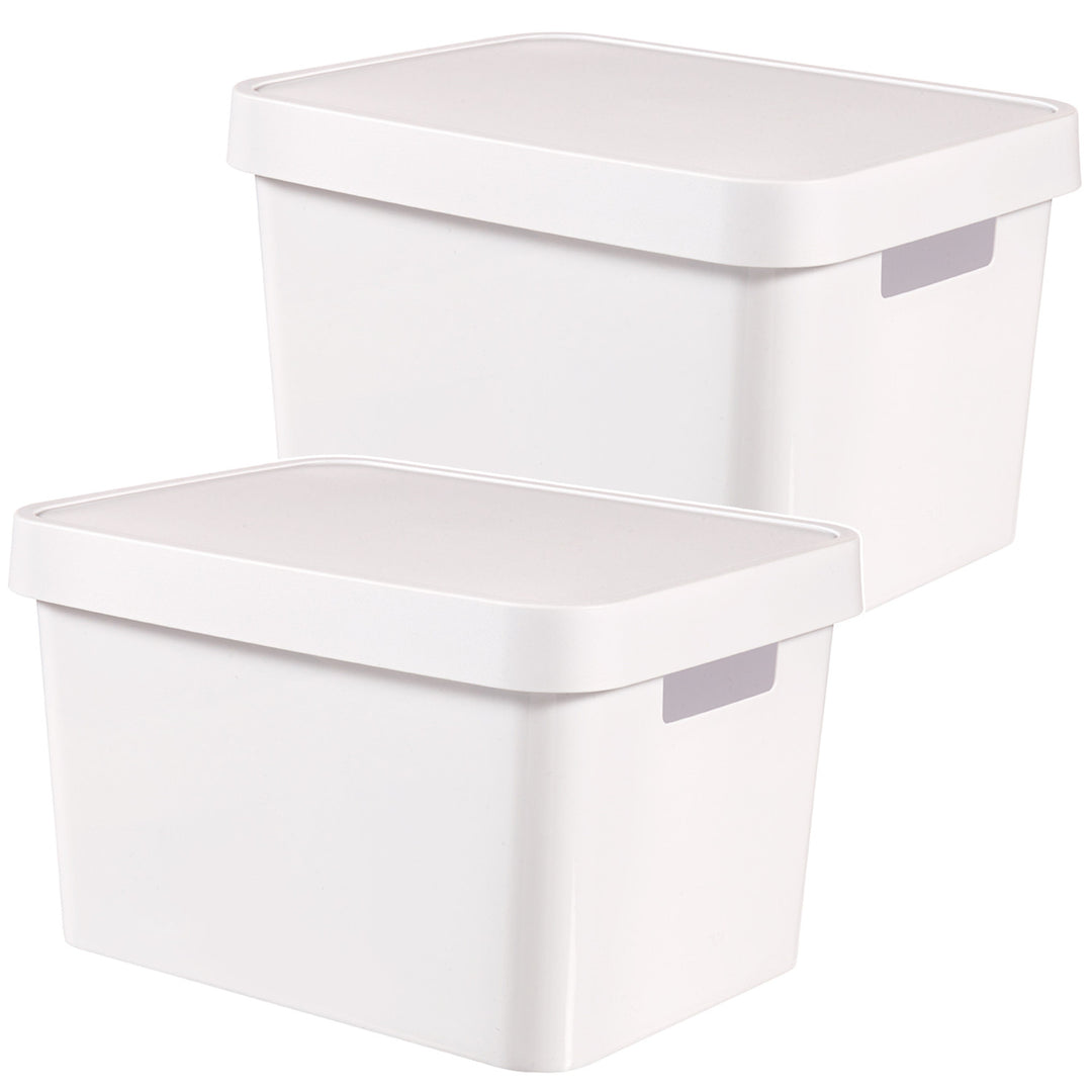 Boîte avec couvercle Curver Infinity 17 L, blanche, lot de 2