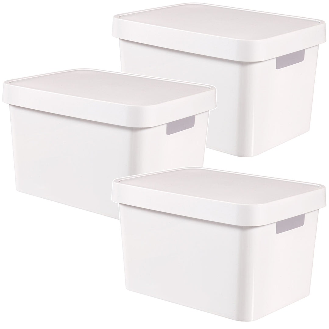 Boîte avec couvercle Curver Infinity 17 L, blanche, lot de 3