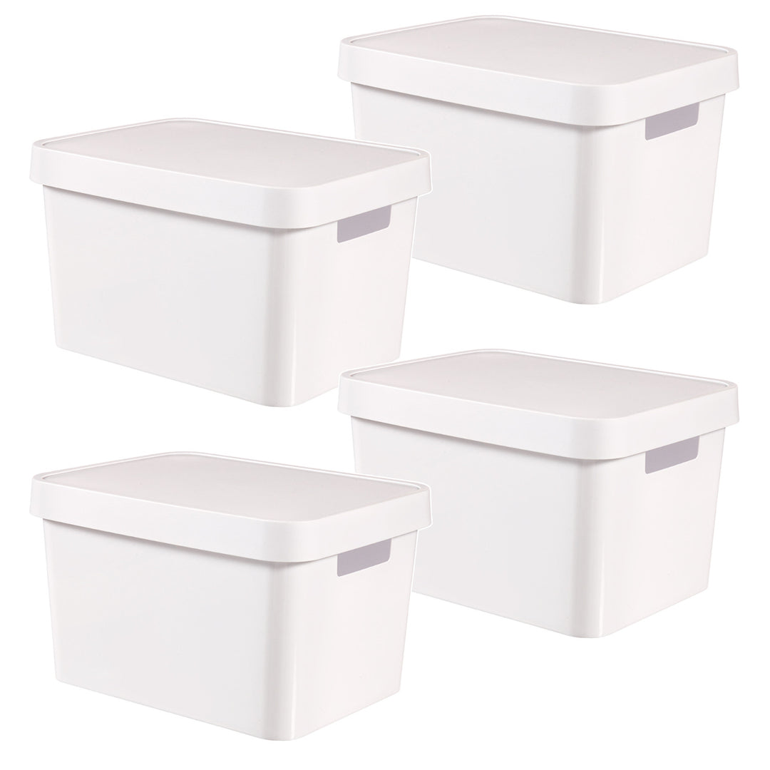 Boîte avec couvercle Curver Infinity 17 L, blanche, lot de 4