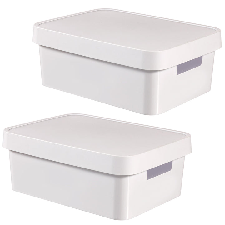 Boîte avec couvercle Curver Infinity 11 L, blanche, lot de 2