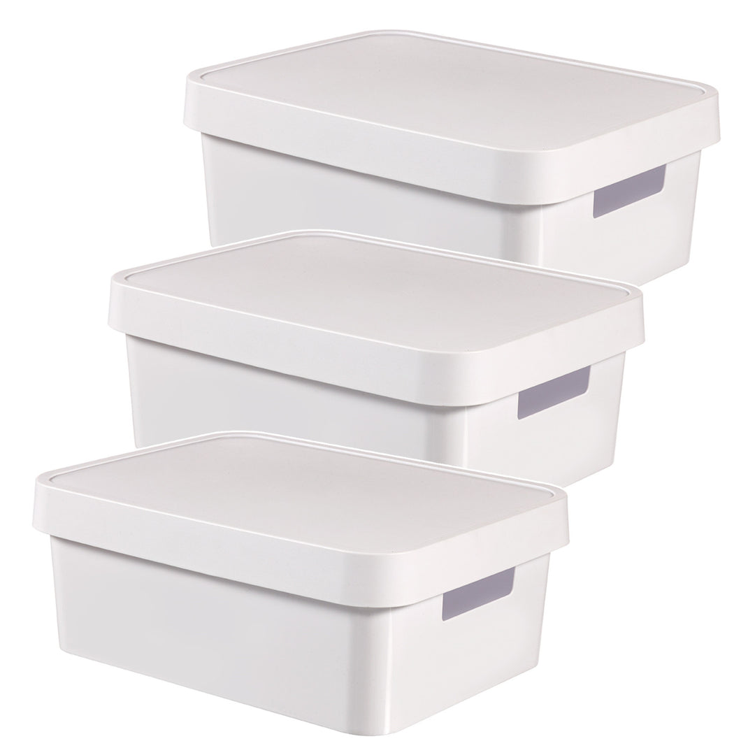 Boîte avec couvercle Curver Infinity 11 L, blanche, lot de 3